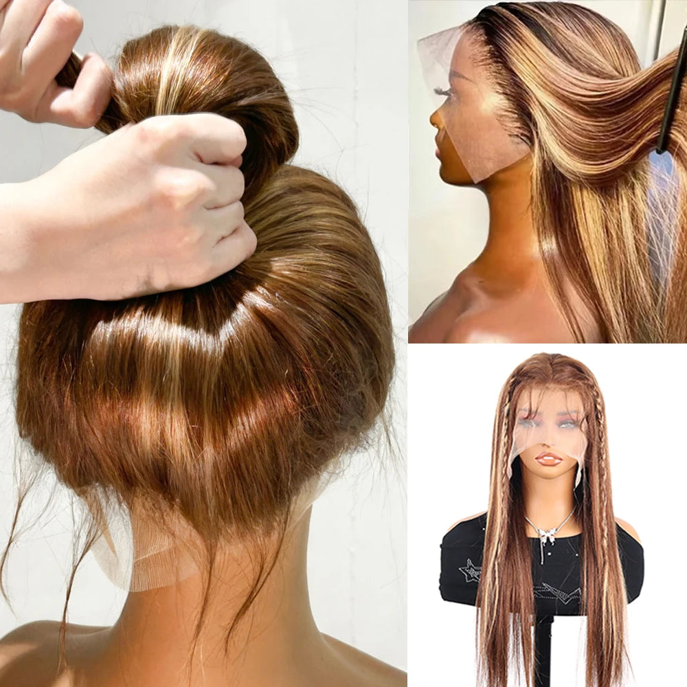 360 Hd Full Pre Plucked Bone Straight Human Hair Lace Wigs