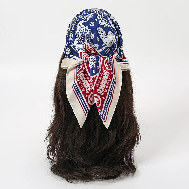 Summer Beach 70*70cm Square Silk Fashion Luxury Scarves