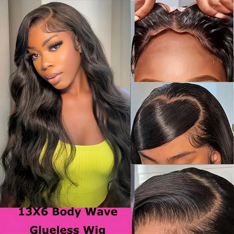 200 Density 13x4 Glueless Body Wave Lace Front Human Hair Wigs