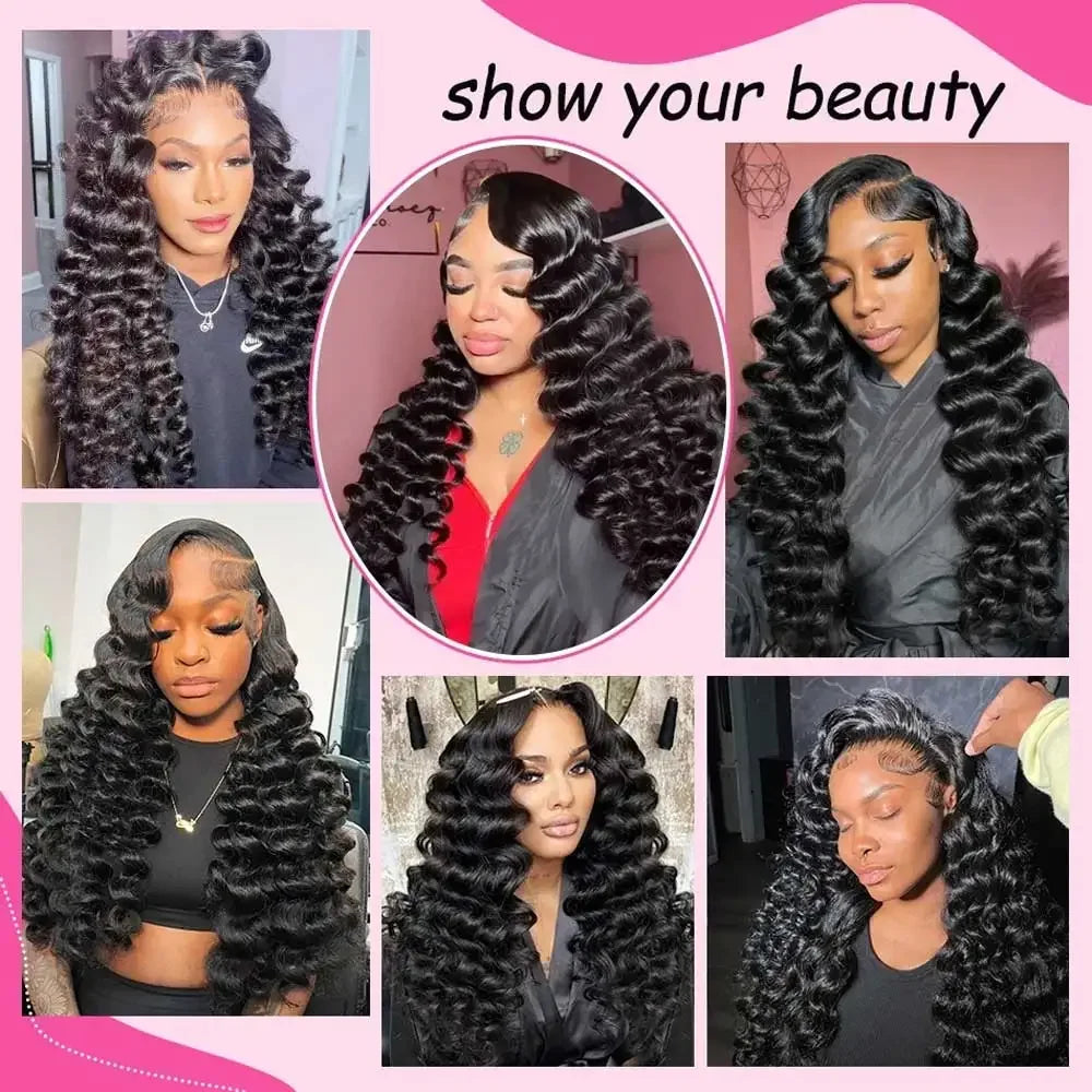 40 42 Inch HD Loose Deep Wave 13x6 Lace Front Human Hair Wigs
