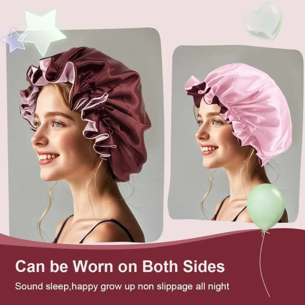 Double Layer Silk Satin Bonnet