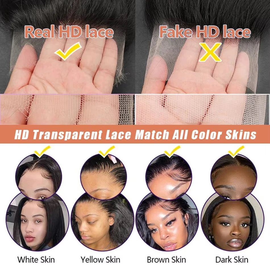 360 Hd Full Pre Plucked Bone Straight Human Hair Lace Wigs