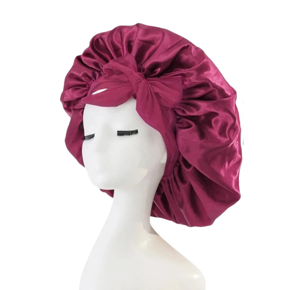 Women Spandex Wide Stretchy Satin Tie Bonnet