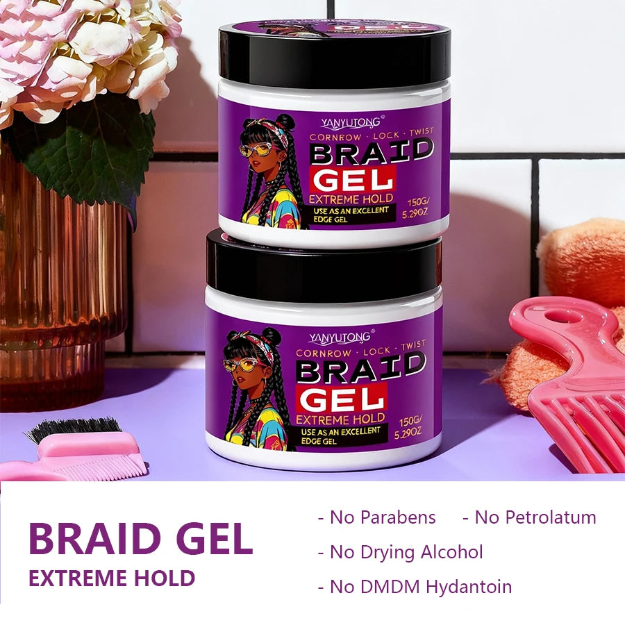 Styling Broken Hair Frizz & Edges, Braiding Gel