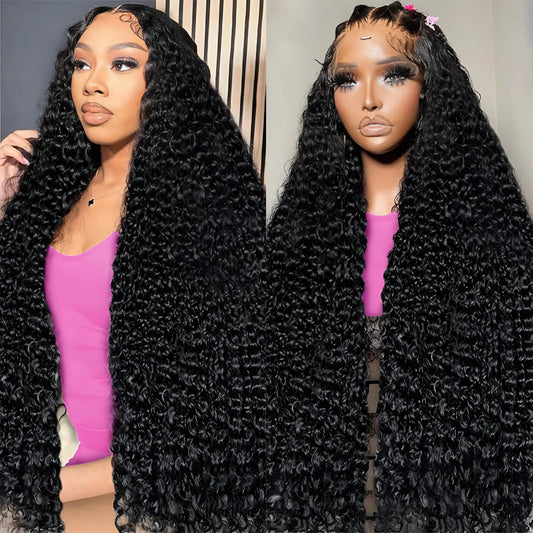 250 Density Deep Wave Loose 46 Inch Hd Transparent Brazilian Curly Wig