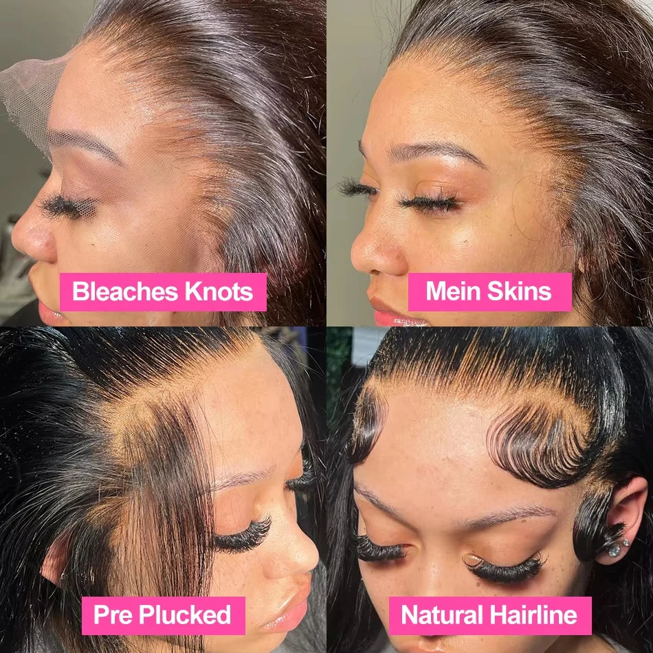 360 Hd Full Pre Plucked Bone Straight Human Hair Lace Wigs