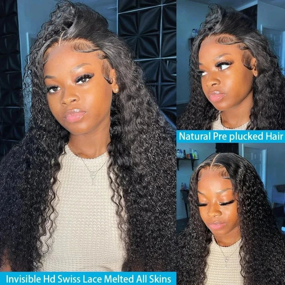 250 Density Deep Wave Loose 46 Inch Hd Transparent Brazilian Curly Wig