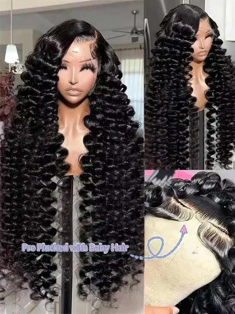 40 42 Inch HD Loose Deep Wave 13x6 Lace Front Human Hair Wigs