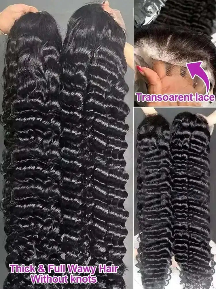 40 42 Inch HD Loose Deep Wave 13x6 Lace Front Human Hair Wigs