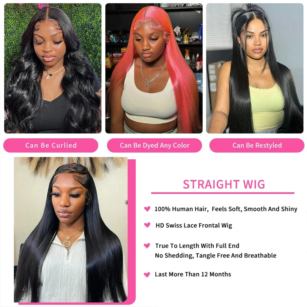 360 Hd Full Pre Plucked Bone Straight Human Hair Lace Wigs