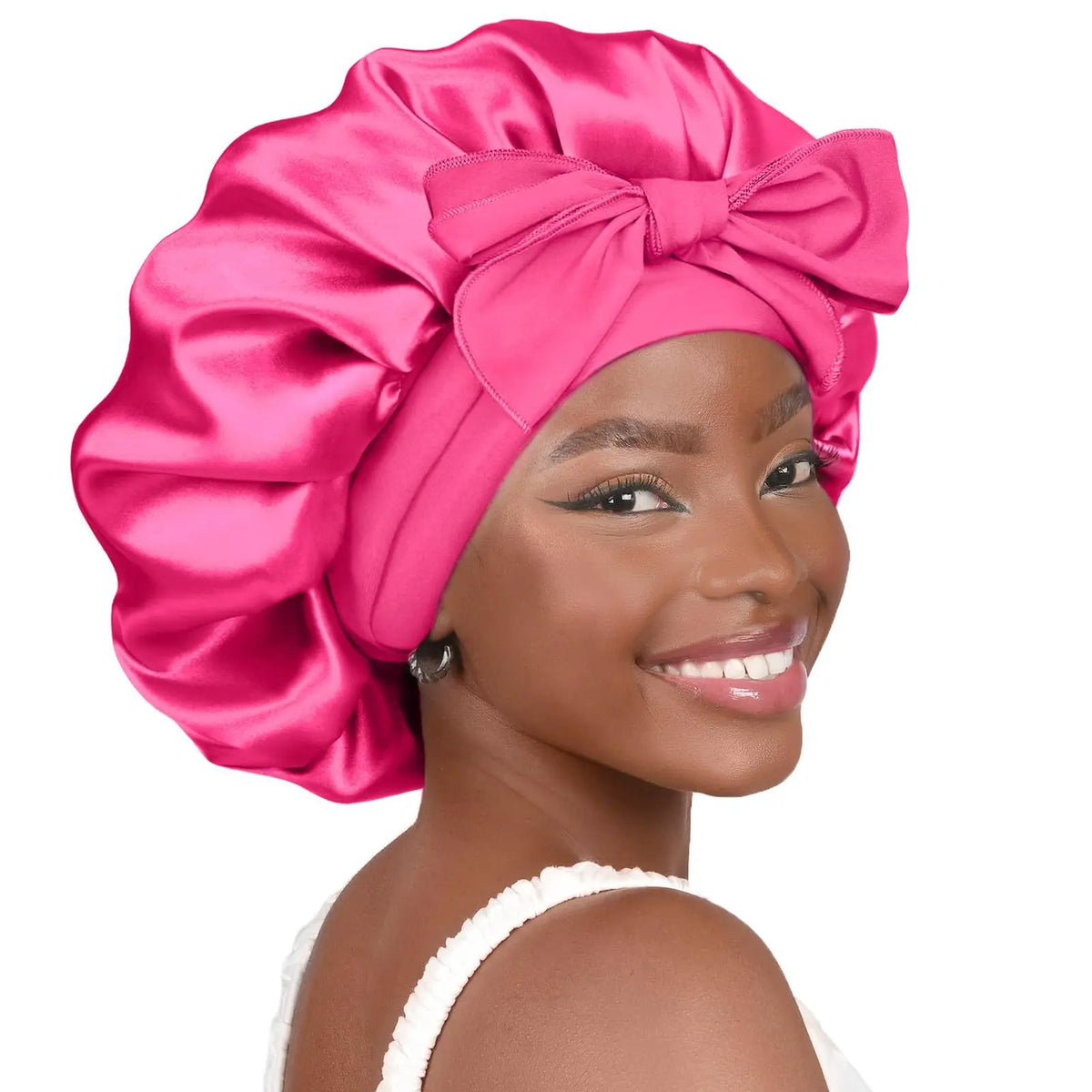 Women Spandex Wide Stretchy Satin Tie Bonnet