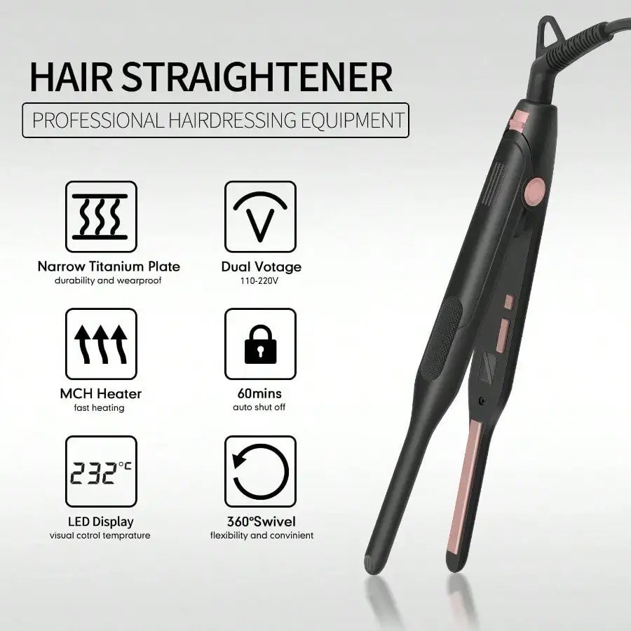 2-in-1, Adjustable Temperature Mini Hair Straightener