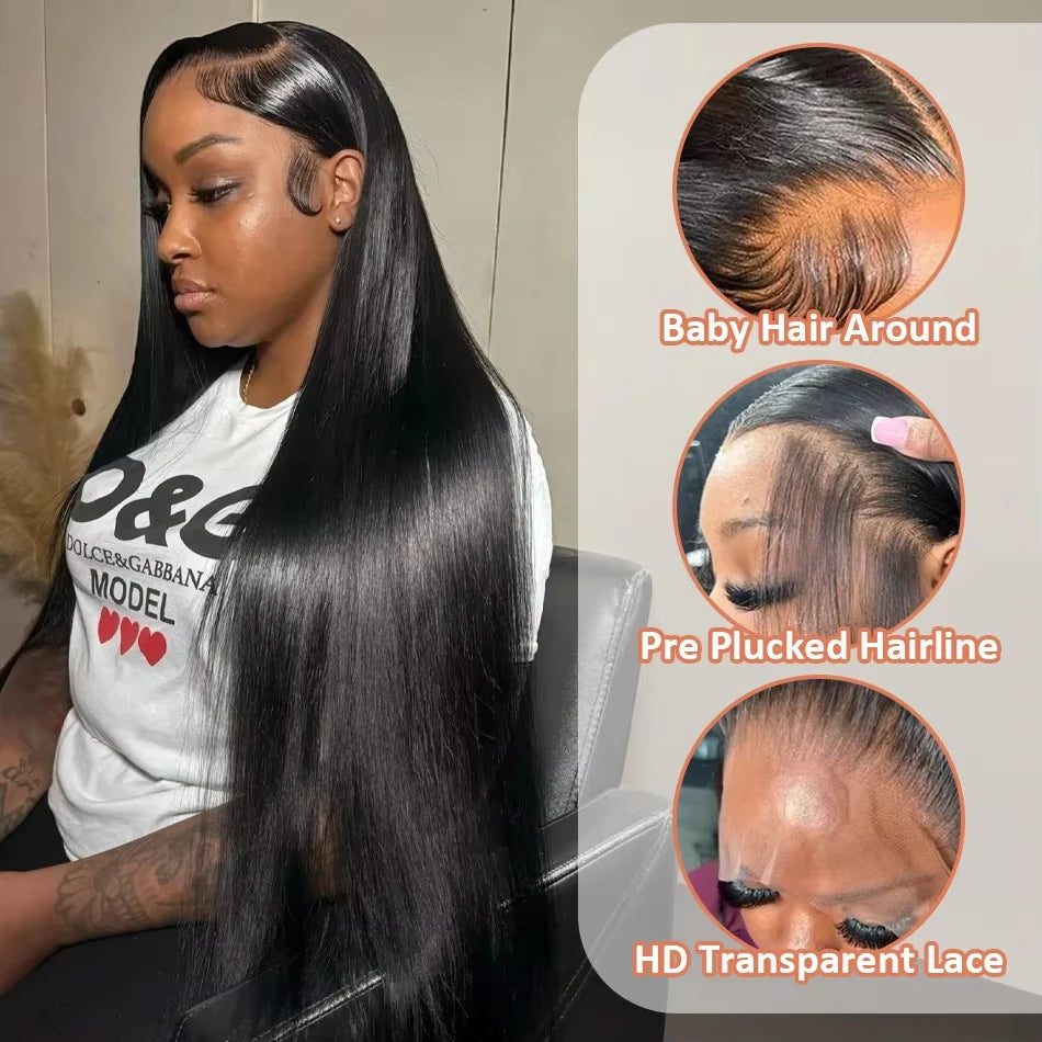 360 Hd Full Pre Plucked Bone Straight Human Hair Lace Wigs