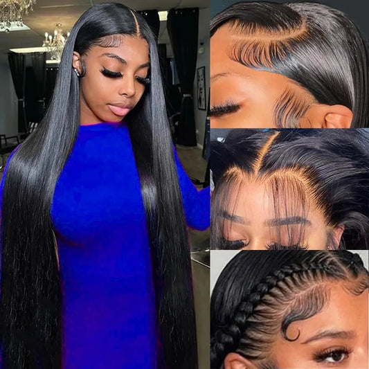 13x6 Lace Front 30 42 Inch Transparent Brazilian Straight Human Hair Wigs