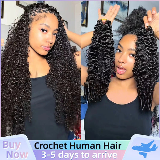 12A Crochet Kinky Straight Curly Human Hair Extension