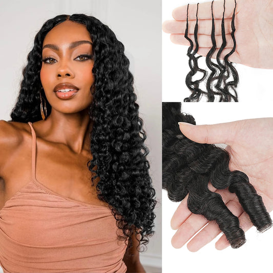 5 Pack Burmese Curly Crochet Knotless Hair Extension