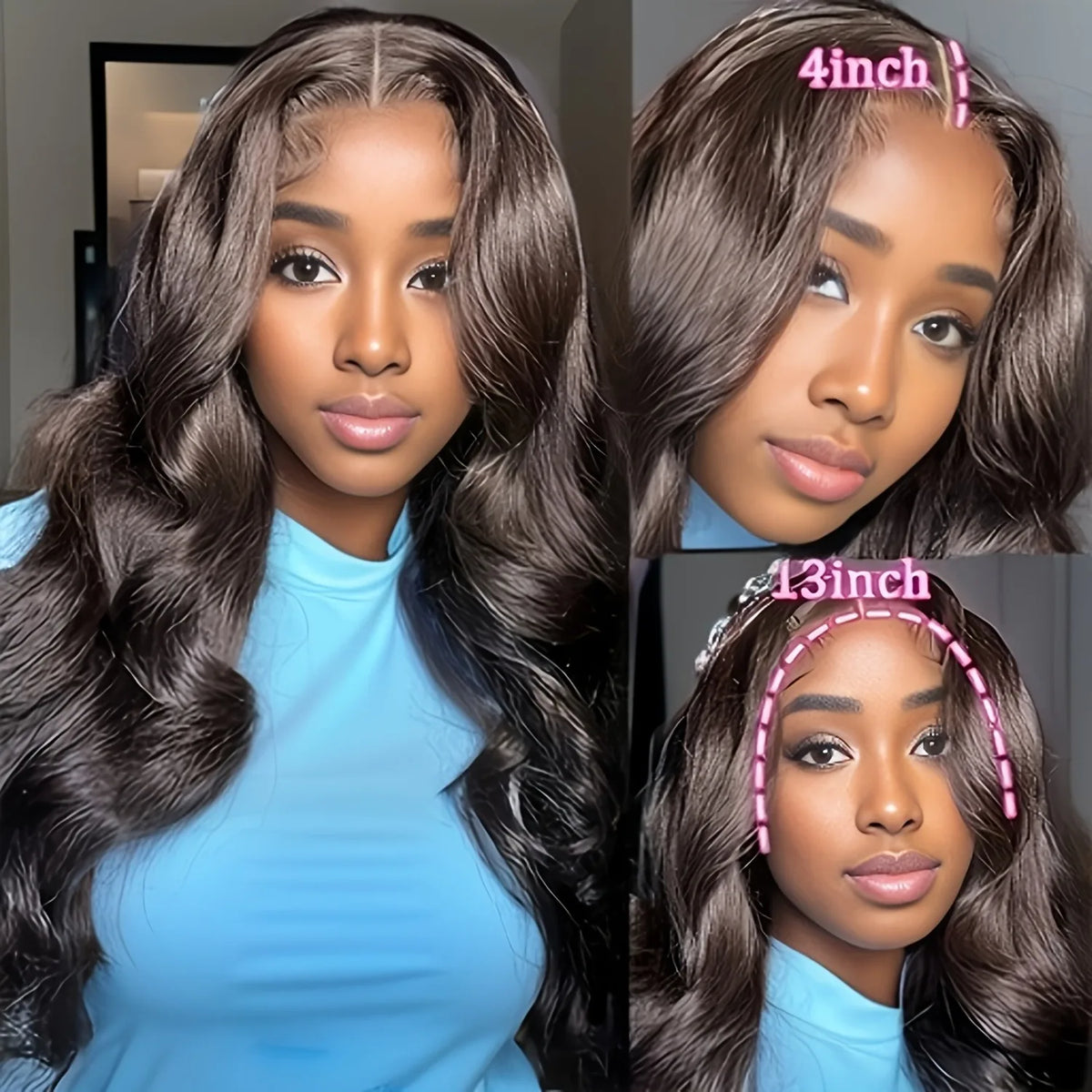 200 Density 13x4 Glueless Body Wave Lace Front Human Hair Wigs