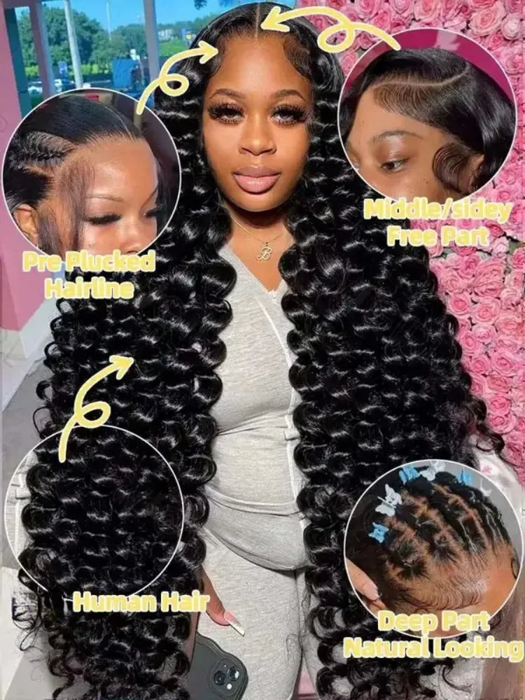 40 42 Inch HD Loose Deep Wave 13x6 Lace Front Human Hair Wigs