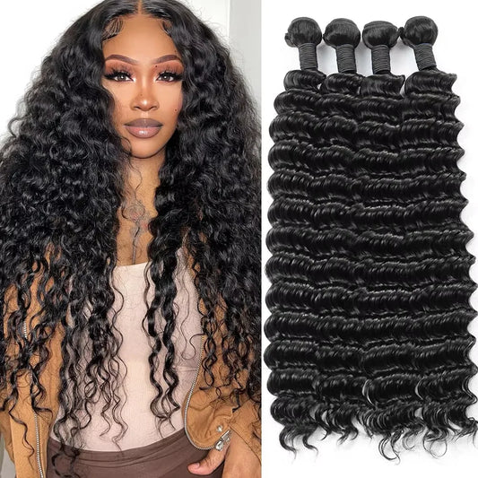 38 40 Inches Deep Wave Natural Color Bundles Brazilian Hair Extension