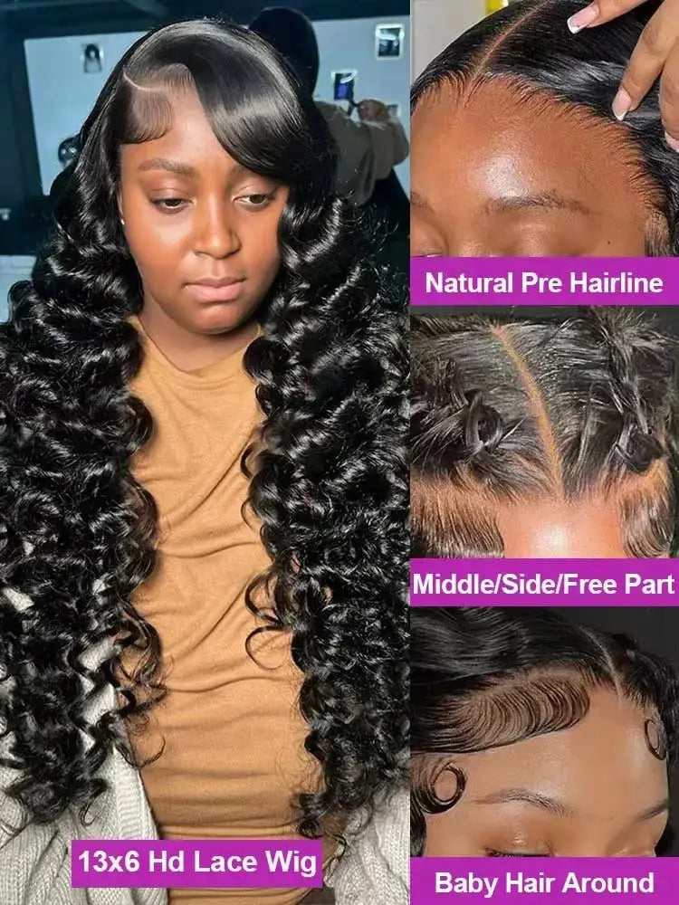 40 42 Inch HD Loose Deep Wave 13x6 Lace Front Human Hair Wigs
