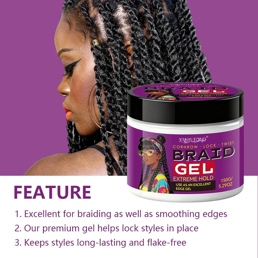 Styling Broken Hair Frizz & Edges, Braiding Gel