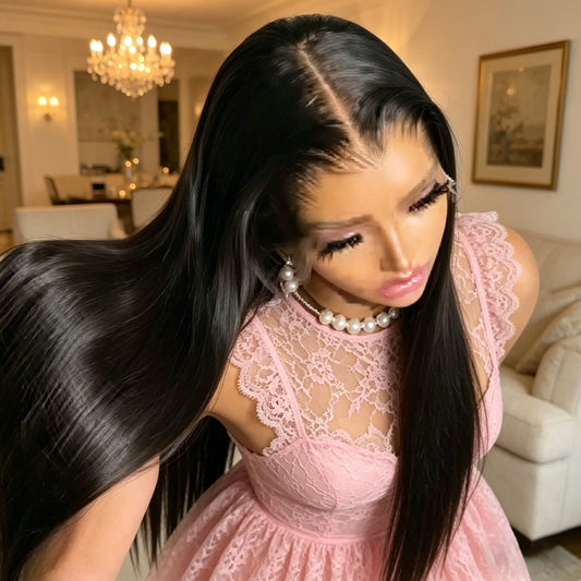 40 Inch 13x6 HD Transparent Human Hair Lace Front Wigs