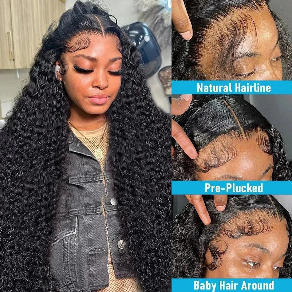 250 Density Deep Wave Loose 46 Inch Hd Transparent Brazilian Curly Wig