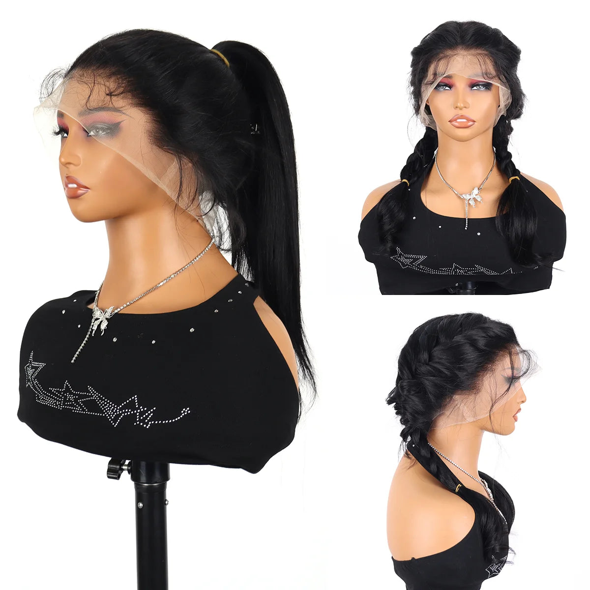 360 Hd Full Pre Plucked Bone Straight Human Hair Lace Wigs